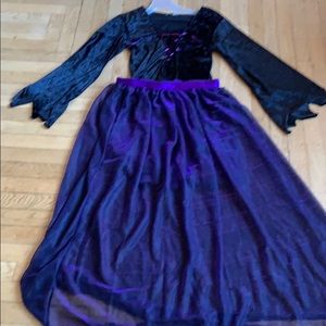 3 pc witch costume includes skirt, cape, wig &nose